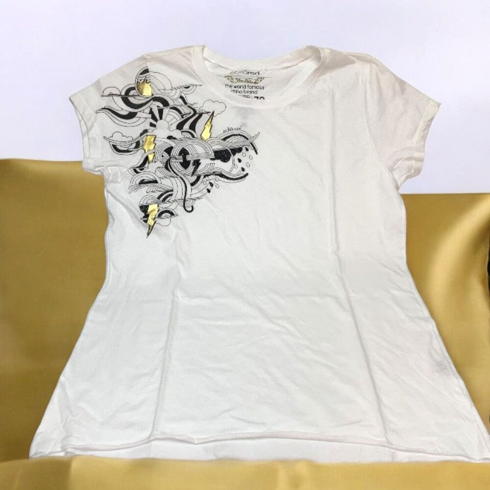 Retro Ecko Red White Gold  Graphic Cap Sleeve Tee Shirt‎   NWOT